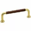 Beslag Design 1353-96 Leather Handle, Brown/ Untreated Brass