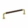 Beslag Design 1353-128 Leather Handle, Untreated Brass/Brown