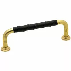 Beslag Design 1353-96 Leather Handle, Black/Untreated Brass