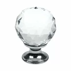 Beslag Design Diamond Knob, Glass/Chrome