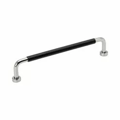 Beslag Design Lounge Handle, Leather Black/Chrome