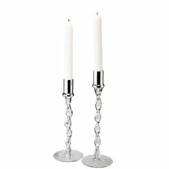 Dorre Twist Candlestick 2pcs Chromed Top Height 24cm