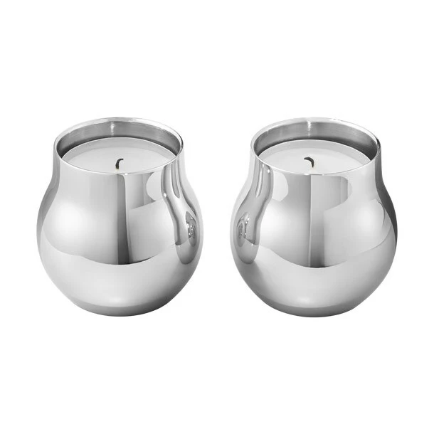 Georg Jensen Cafu Candle Holder 2 Pcs, Stainless Steel 1 Georg Jensen Cafu Candle Holder 2 Pcs, Stainless Steel
