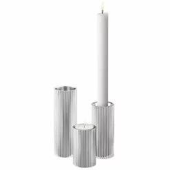 Georg Jensen Kaarshouders / Kandelaar Roestvrij Staal 3 Stuks