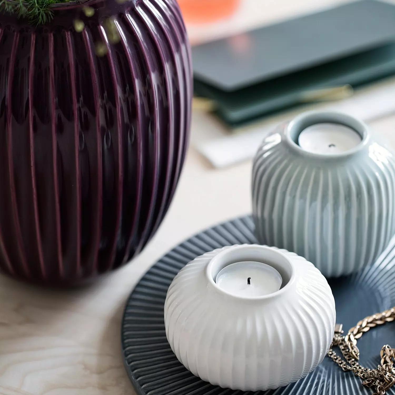 Kähler Hammershøi Candle Holder 10 Cm, White 2 Kähler Hammershøi Candle Holder 10 Cm, White - Afbeelding 2