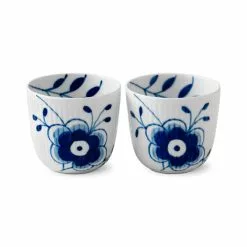 Royal Copenhagen Blue Fluted Mega Candle Holders 2 Pcs