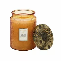 Voluspa Large Embossed Glass Jar Candle, Baltic Amber